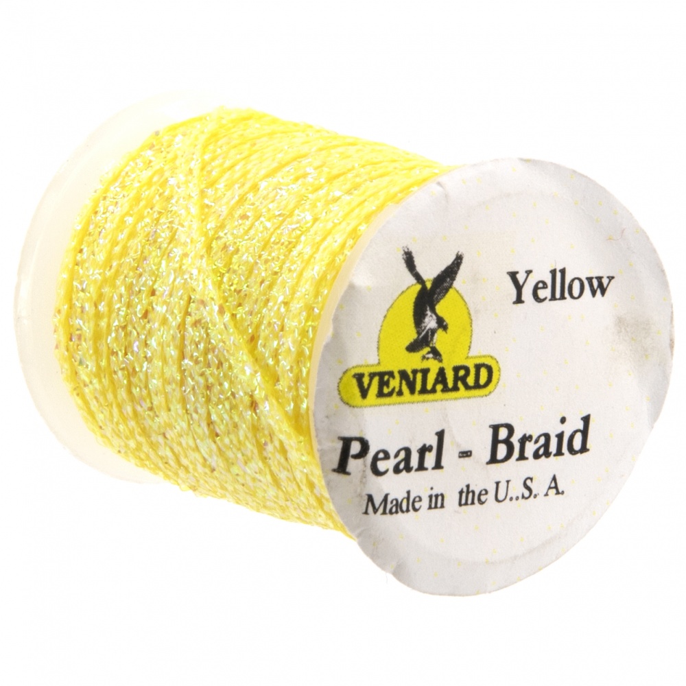 Veniard Pearl Flat Braid Yellow (Pack 12 Spools) Fly Tying Materials